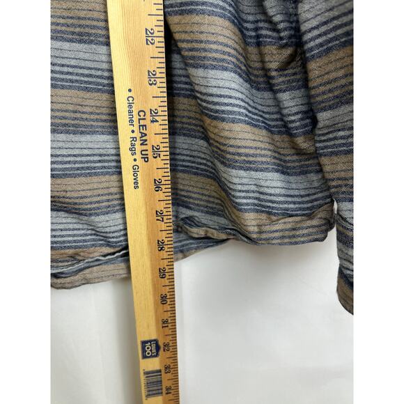 Howler Bros. Men's Size 2XL Cream/Blue/Tan Striped Long Sleeve Button Up Shirt - Picture 4 of 6